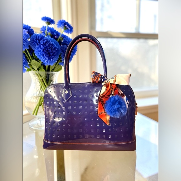 Arcadia Handbags - 3FER EUC Arcadia Deep Blue Parent Leather Satchel Bag
